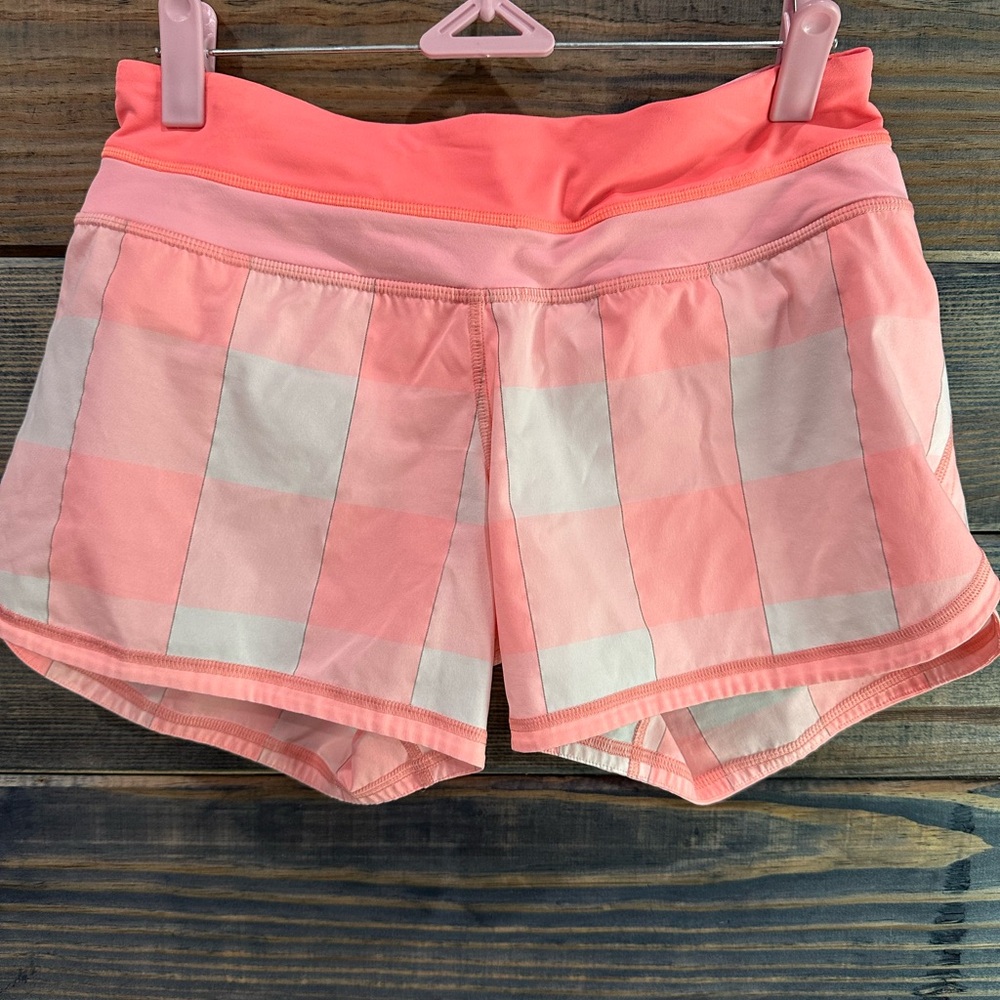 Lululemon Coral Pink and White Athletic Shorts